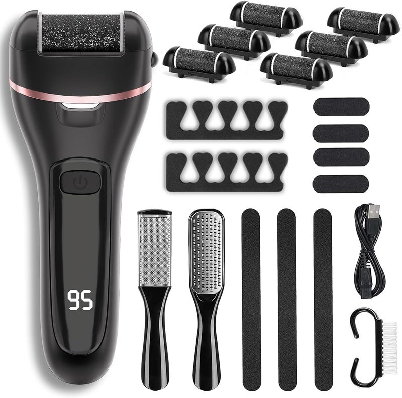 WeaHea Rechargeable Electric Callus Remover for Feet with 6 Roller Heads, Dual-Speed Foot File, Waterproof Pedicure Kit 20 in 1 for Smooth Skin and Foot Spa - Image 1